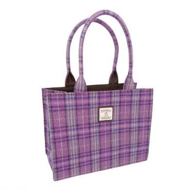 Full Harris Tweed Purple Mint Check Large Tote Bag