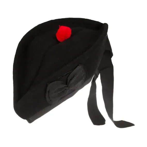 Glengarry Hat Scottish Wool Piper Bonnet Black Highland Scots Cap