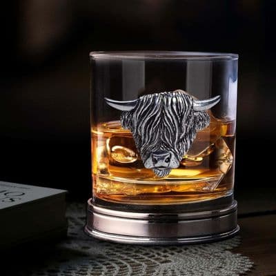 Handmade Highland Cow Whisky Glass (340ml)