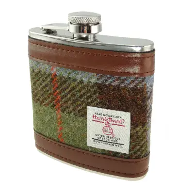 Harris Tweed 6oz Hip Flask Gift Boxed - MacLeod Tartan