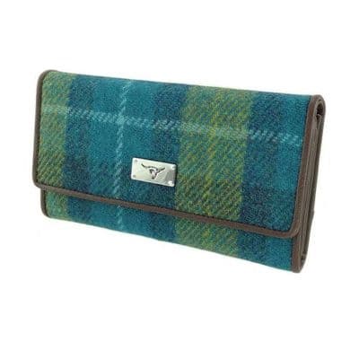 Harris Tweed Blue-Green Tartan Long Wallet Purse
