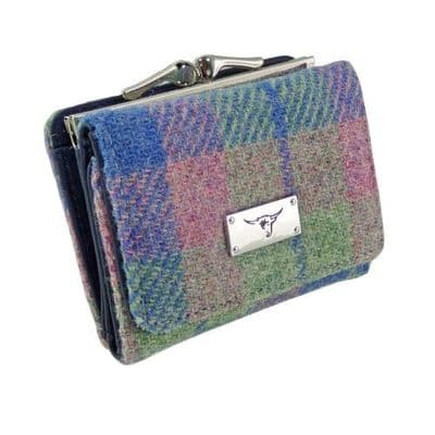 Harris Tweed Blue-Pink Tartan Mini Wallet