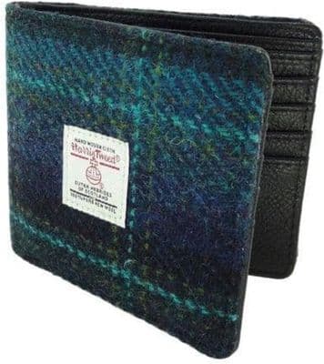 Harris Tweed Blue-Turquoise Check Bi-Fold Wallet
