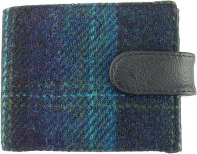 Harris Tweed Blue-Turquoise Check Coin Wallet