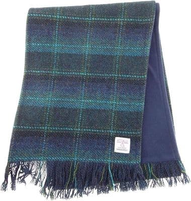 Harris Tweed Blue-Turquoise Check Scarf