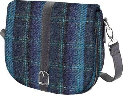 Harris Tweed Blue-Turquoise Check Shoulder Bag