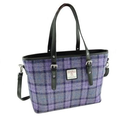 Harris Tweed Bold Purple Check Large Tote Bag