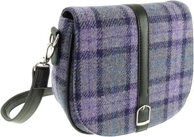 Harris Tweed Bold Purple Check Shoulder Bag