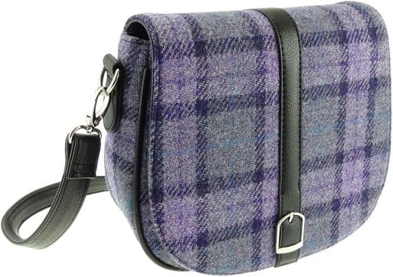 Harris Tweed Bold Purple Check Shoulder Bag
