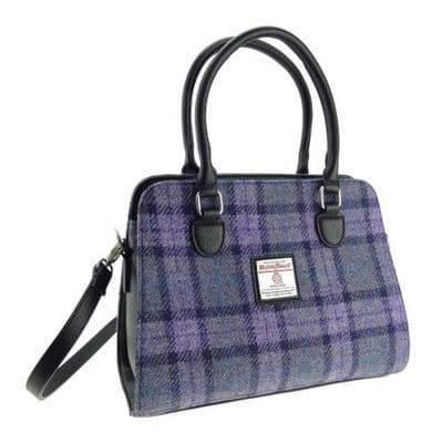 Harris Tweed Bold Purple Check Tote Bag