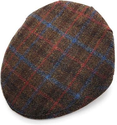 Harris Tweed Brown Check Flat Cap
