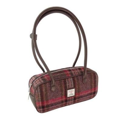 Harris Tweed Burgundy Pink Stewart Tartan Shoulder Bag