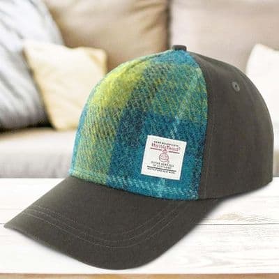 Harris Tweed Canvas Blue-Green Tartan Baseball Hat