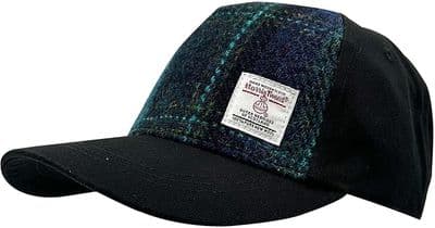 Harris Tweed Canvas Blue-Turquoise Check Baseball Hat