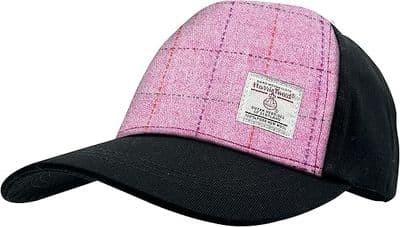 Harris Tweed Canvas Bright Pink Check Baseball Hat