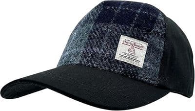 Harris Tweed Canvas Grey-Black Tartan Baseball Hat