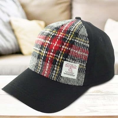 Harris Tweed Canvas Grey-Red Tartan Baseball Hat