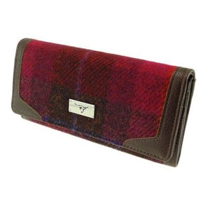 Harris Tweed Deep Pink Tartan Long Wallet