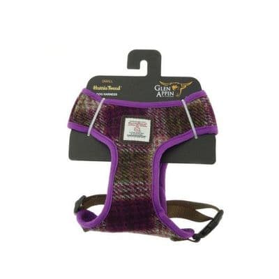 Harris Tweed Dog Harness - Heather Check - Adjustable - Unique Stylish Pet Accessory - High Quality