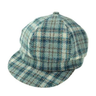 Harris Tweed Duck Egg-Cream Check Baker Boy Hat