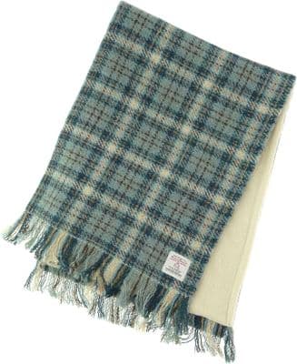 Harris Tweed Duck Egg-Cream Check Scarf