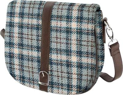 Harris Tweed Duck Egg-Cream Check Shoulder Bag