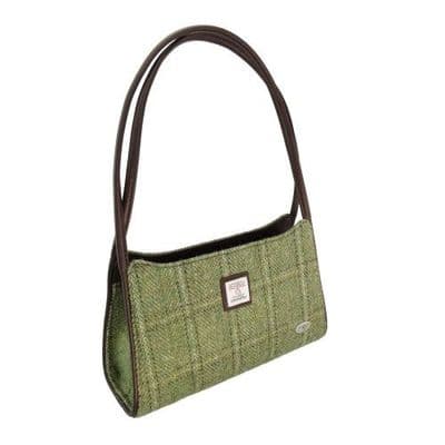 Harris Tweed Green Herringbone Overcheck Small Handbag