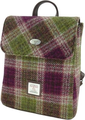 Harris Tweed Green-Purple Check Mini Backpack