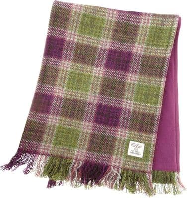 Harris Tweed Green-Purple Check Scarf