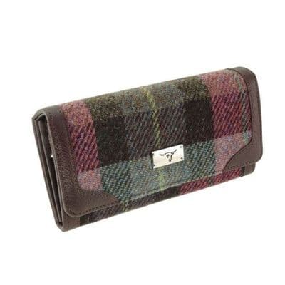 Harris Tweed Green-Purple Tartan Long Wallet