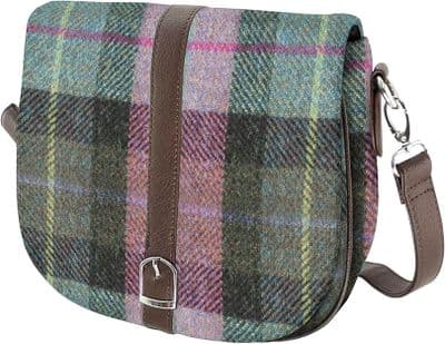 Harris Tweed Green-Purple Tartan Shoulder Bag