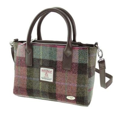 Harris Tweed Green/Purple Tartan Tote Handbag