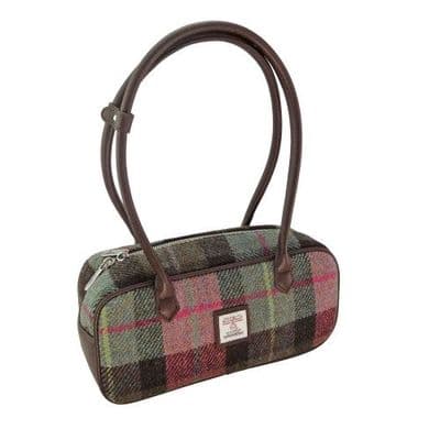 Harris Tweed Green Rose Pink Tartan Shoulder Bag