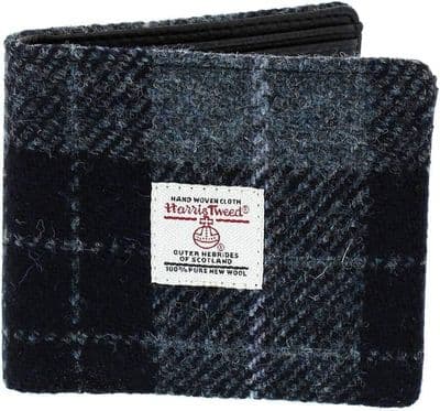 Harris Tweed Grey-Black Tartan Bi-Fold Wallet