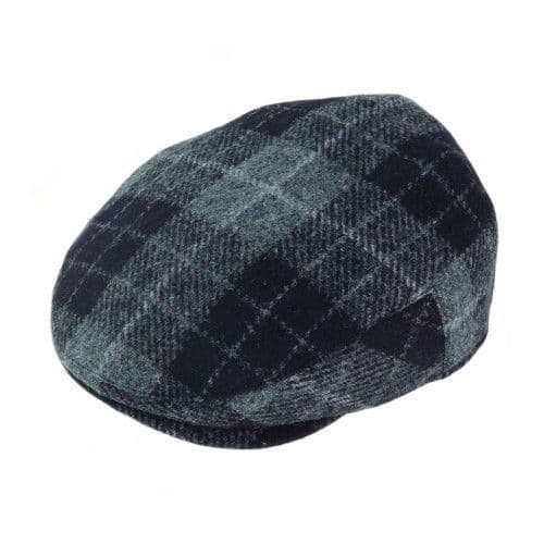 Harris Tweed Grey & Black Tartan Flat Cap