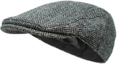 Harris Tweed Grey Herringbone Flat Cap