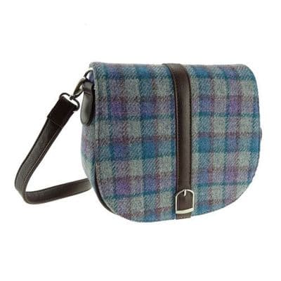 Harris Tweed Grey-Purple-Blue Check Shoulder Bag