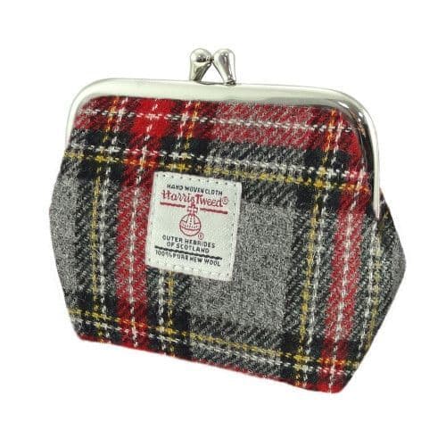 Small Clasp Purse - Pink Green Tartan Harris Tweed®