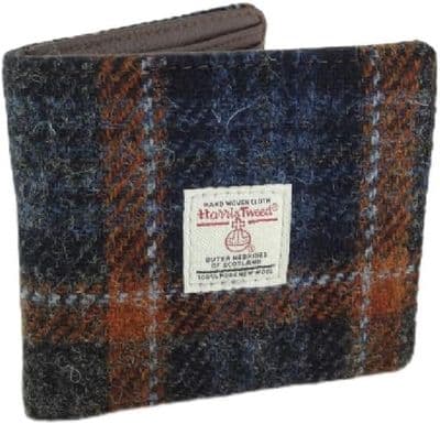 Harris Tweed Grey-Rust Check Bi-Fold Wallet