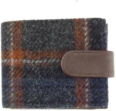 Harris Tweed Grey-Rust Check Coin Wallet