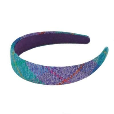 HARRIS TWEED HAIR BAND - GREEN PURPLE TARTAN