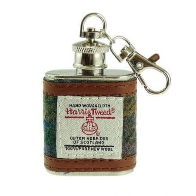 Harris Tweed Hip Flask Keychain - Assorted Colours - Unique