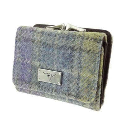Harris Tweed Lilac-Lime Green Tartan Mini Wallet