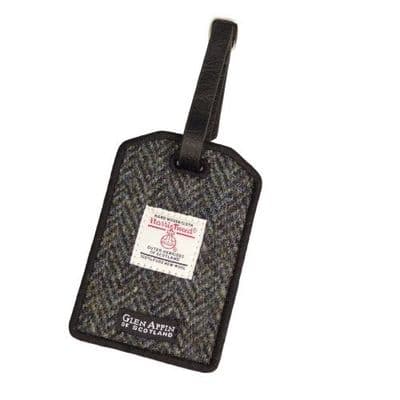 HARRIS TWEED LUGGAGE TAG - CHARCOAL HERRINGBONE