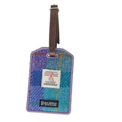 HARRIS TWEED LUGGAGE TAG - GREEN PURPLE TARTAN