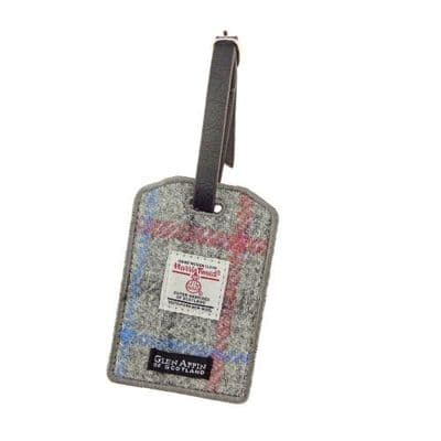 HARRIS TWEED LUGGAGE TAG - LIGHT GREY CHECK