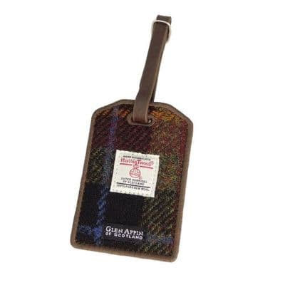 HARRIS TWEED LUGGAGE TAG - RUST CHECK