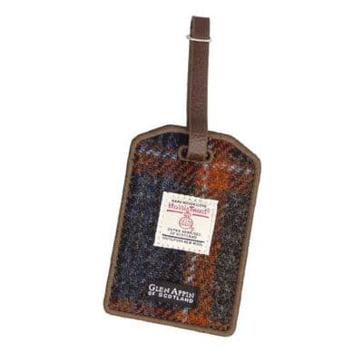HARRIS TWEED LUGGAGE TAG - RUST OVERCHECK