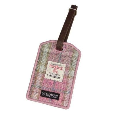 HARRIS TWEED LUGGAGE TAG - SOFT PINK BUCHANAN