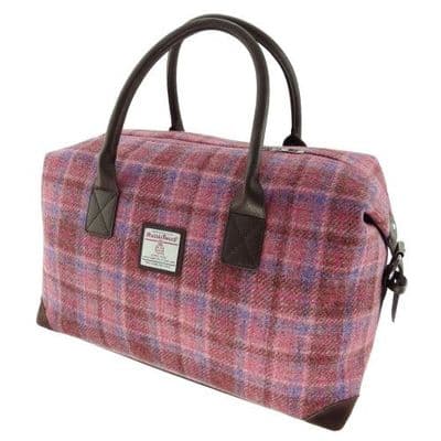 Harris Tweed Luxury Overnight Bag in Pink Check
